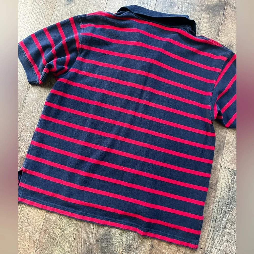 Disney y2K vintage striped polo Navy and Red‎ men’s medium